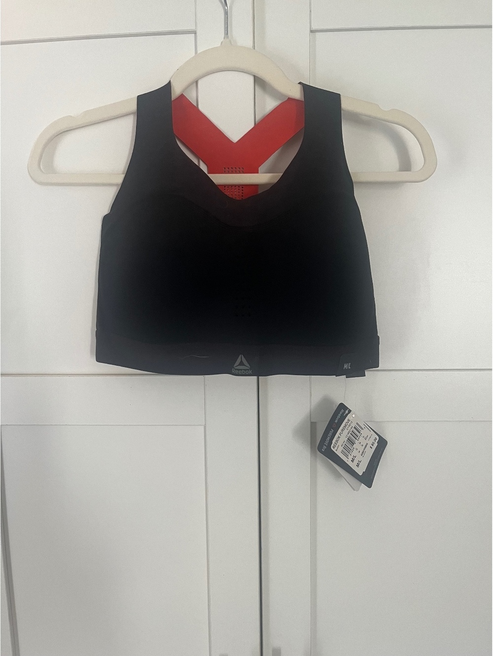 Reebok PureMove Black and Orange Sports Bra M/L